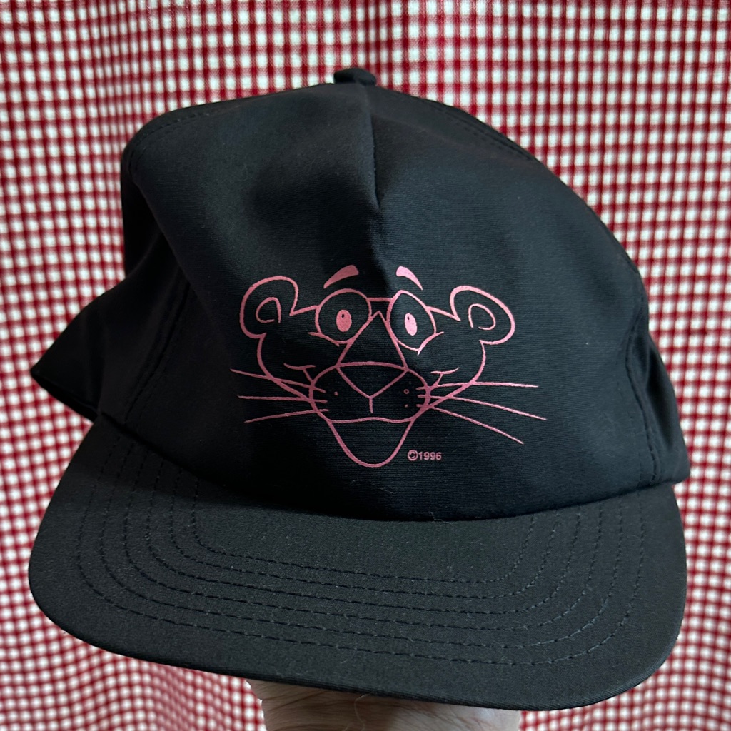 1996 Vintage Black Hat With Pink Panther Design